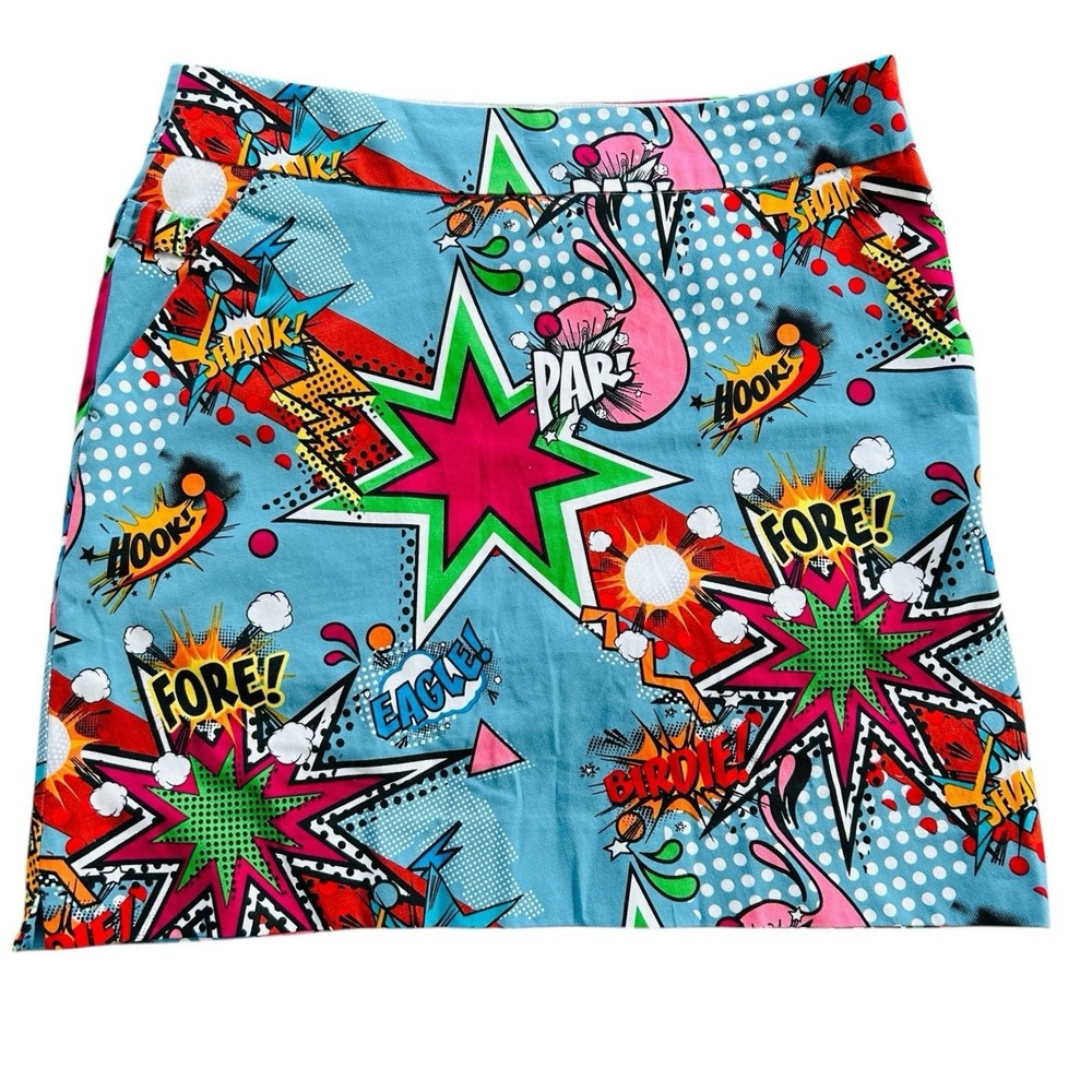 Royal & Awesome Golf Skort Sz 6 Vacation Maximalist Travel Graphic Active Resort